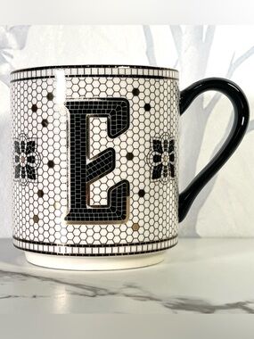 Anthropologie E Monogram Bistro Tile Margot Mug